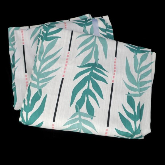 Flower Home Drew Barrymore Vintage Palm Window Panel Set Blackout Curtains 50x63 - Picture 3 of 7